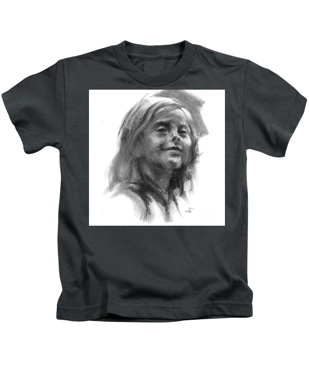 Figurative Kids T-Shirt featuring the drawing Sophie section by Paul Davenport