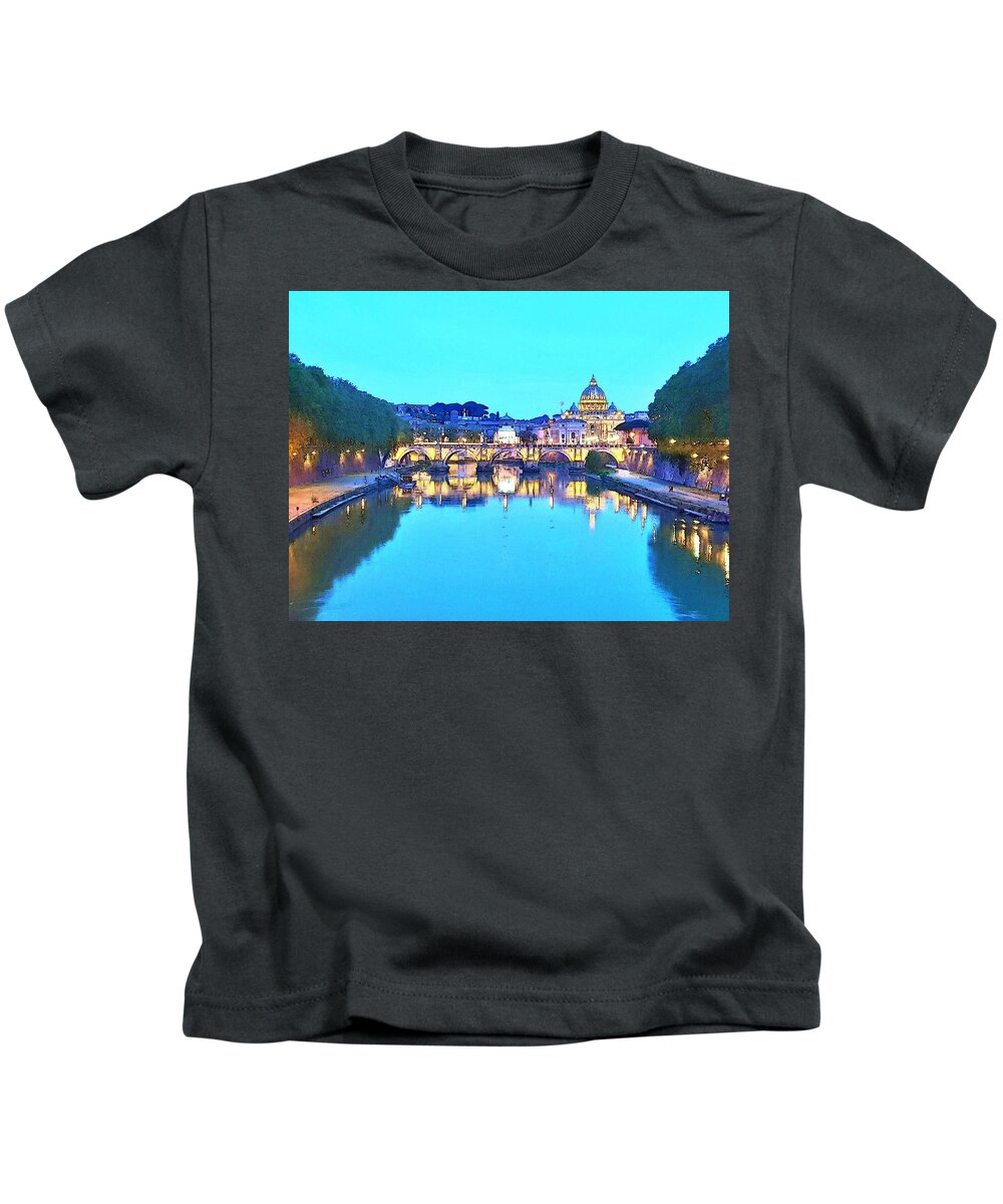 Rome Kids T-Shirt featuring the photograph St. Peter's Basilica Reflection by Andrea Whitaker