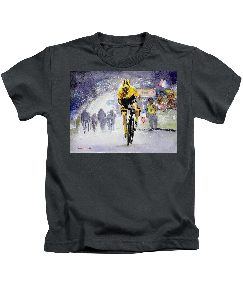 Tour De France Kids T-Shirt featuring the painting Stage 6 2019 TDF by Shirley Peters