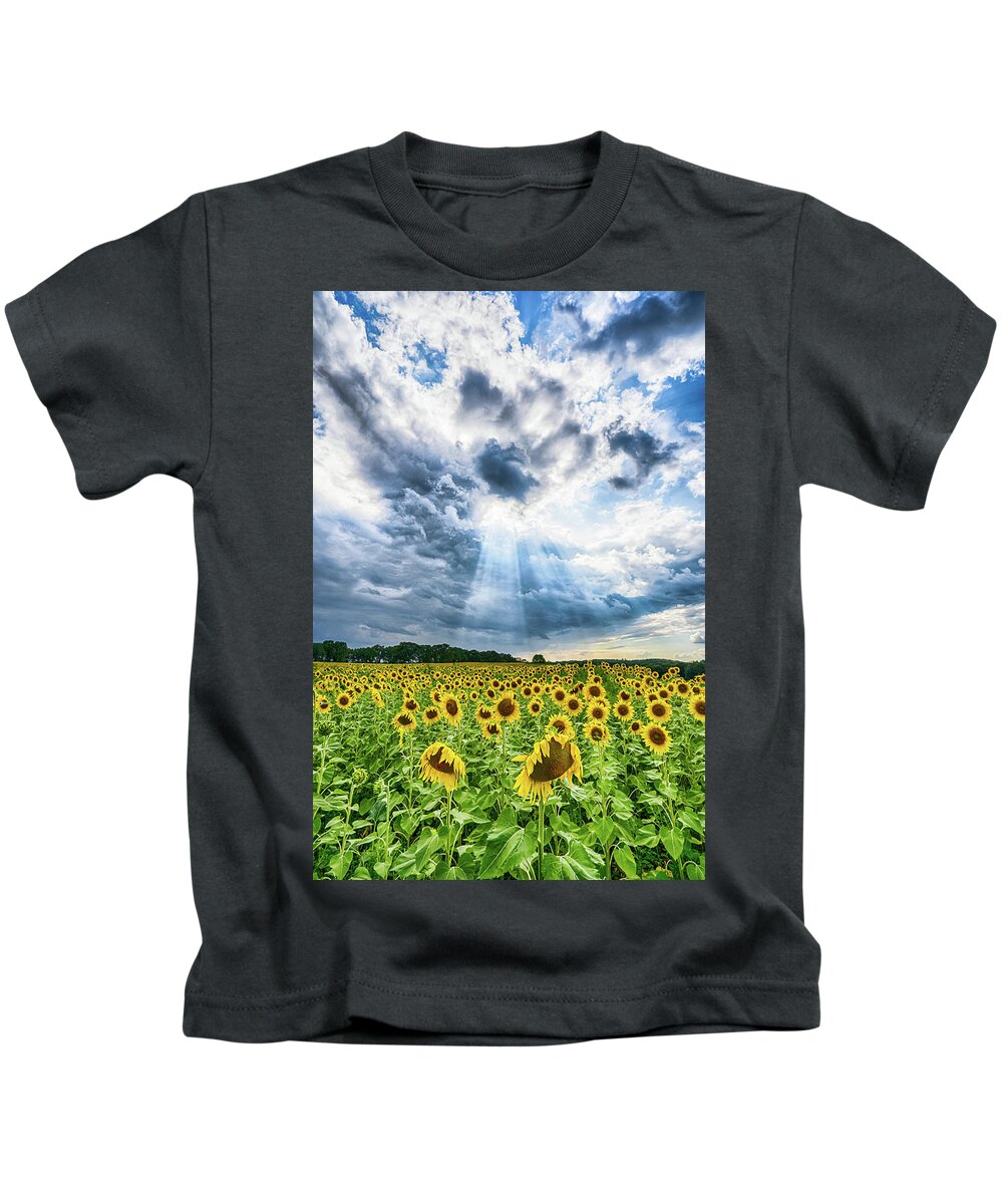Sunflower Kids T-Shirt featuring the photograph Sunflower Field by Brad Bellisle