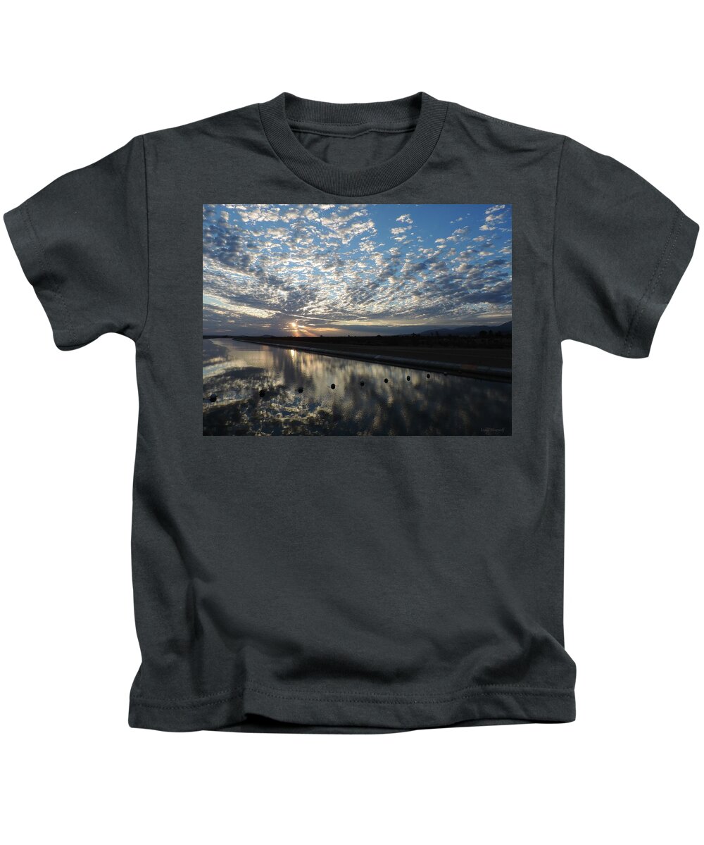 Sunrise Kids T-Shirt featuring the photograph Sunrise California Aqueduct 9-10-2015 A by Enaid Silverwolf