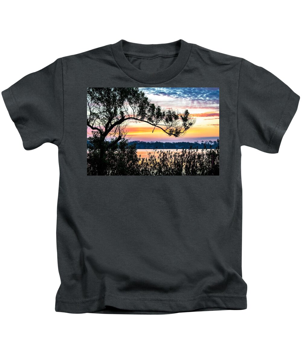 River Kids T-Shirt featuring the photograph Sunrise on the Halifax River by Mary Ann Artz