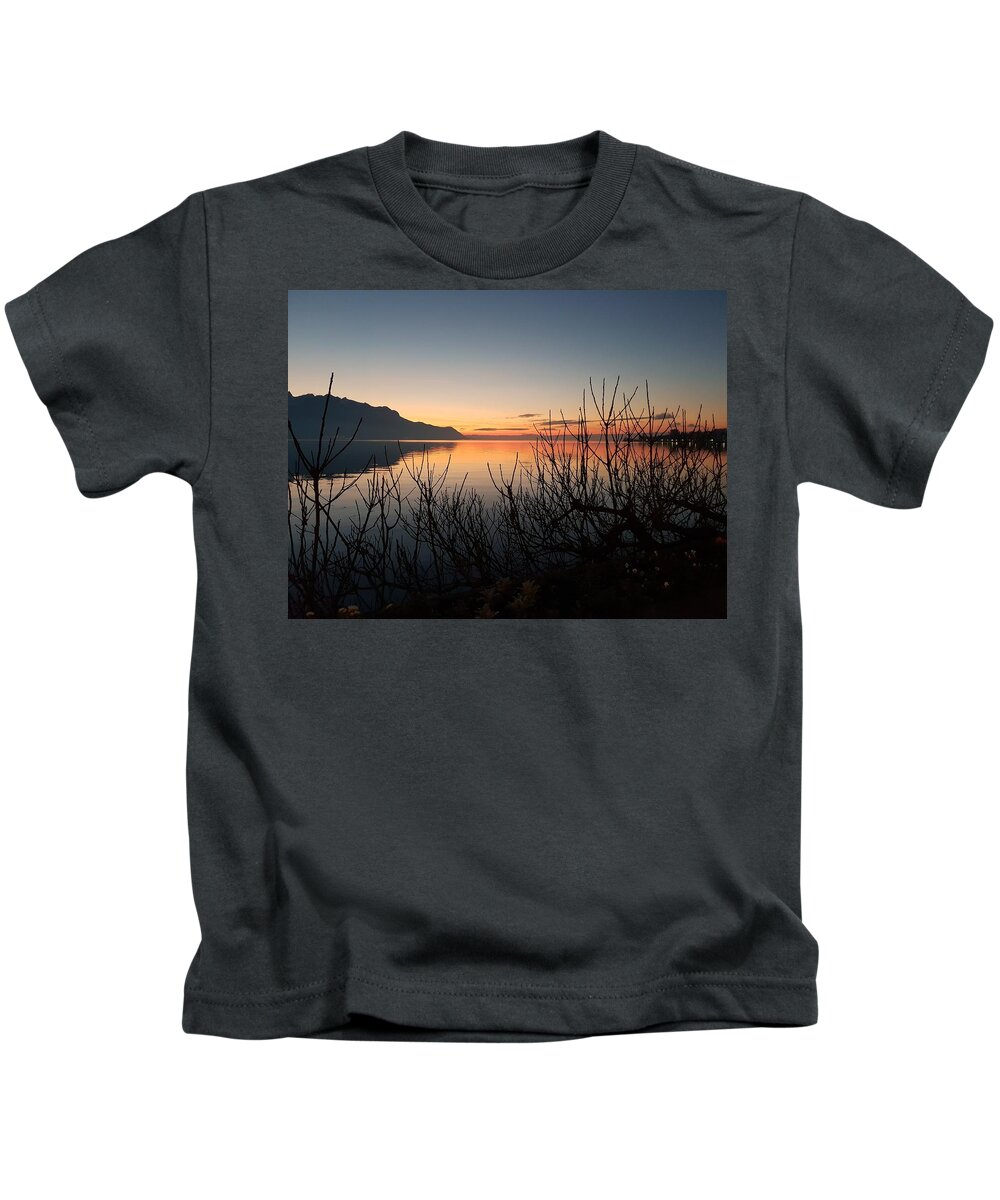 Sunset Kids T-Shirt featuring the photograph Sunset Afterglow by Andrea Whitaker