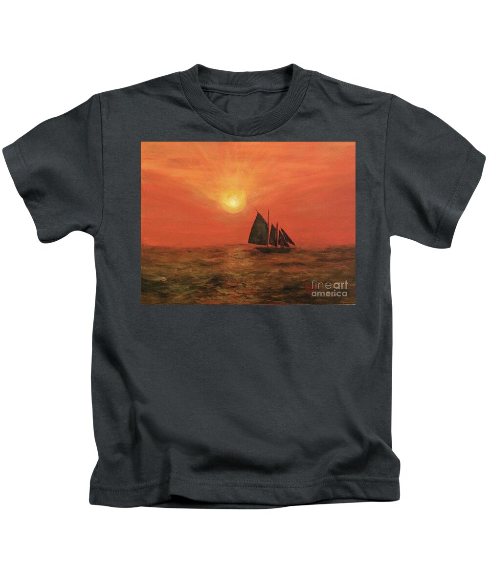 Sunset Kids T-Shirt featuring the painting Sunset Cruise by Aicy Karbstein
