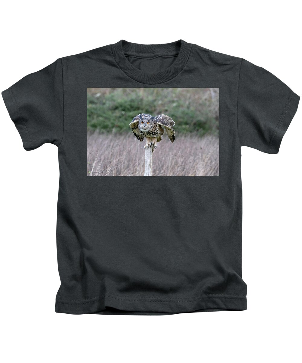 Owl Kids T-Shirt featuring the photograph Take Off by Mark Hunter