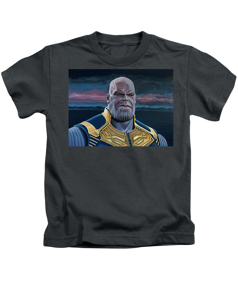 Thanos Kids T-Shirt featuring the painting Thanos Painting by Paul Meijering