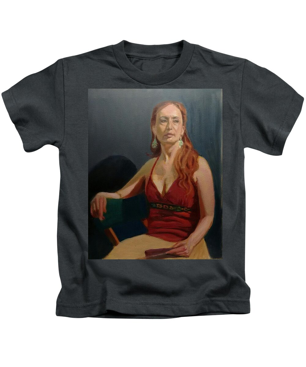 Portrait Kids T-Shirt featuring the painting The Dancer by Nicolas Bouteneff