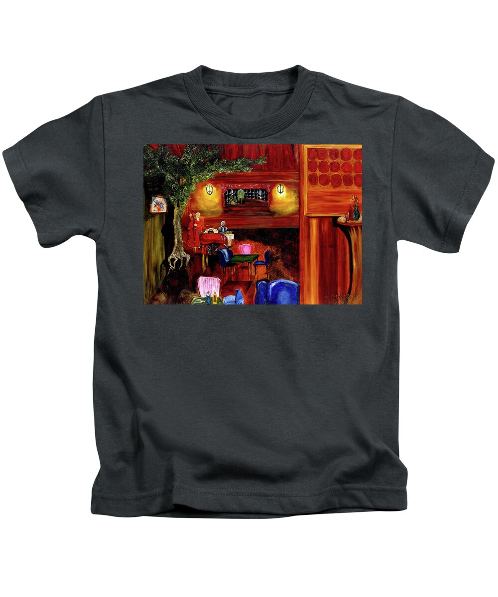 Jazz Musicians Kids T-Shirt featuring the painting The Jazz Club II by Anitra Boyt