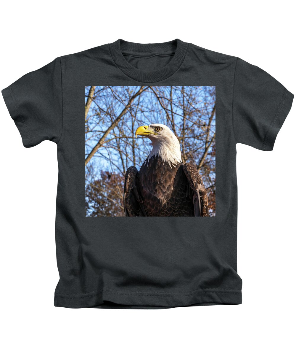 Eagle Kids T-Shirt featuring the photograph The Look by Laura Hedien