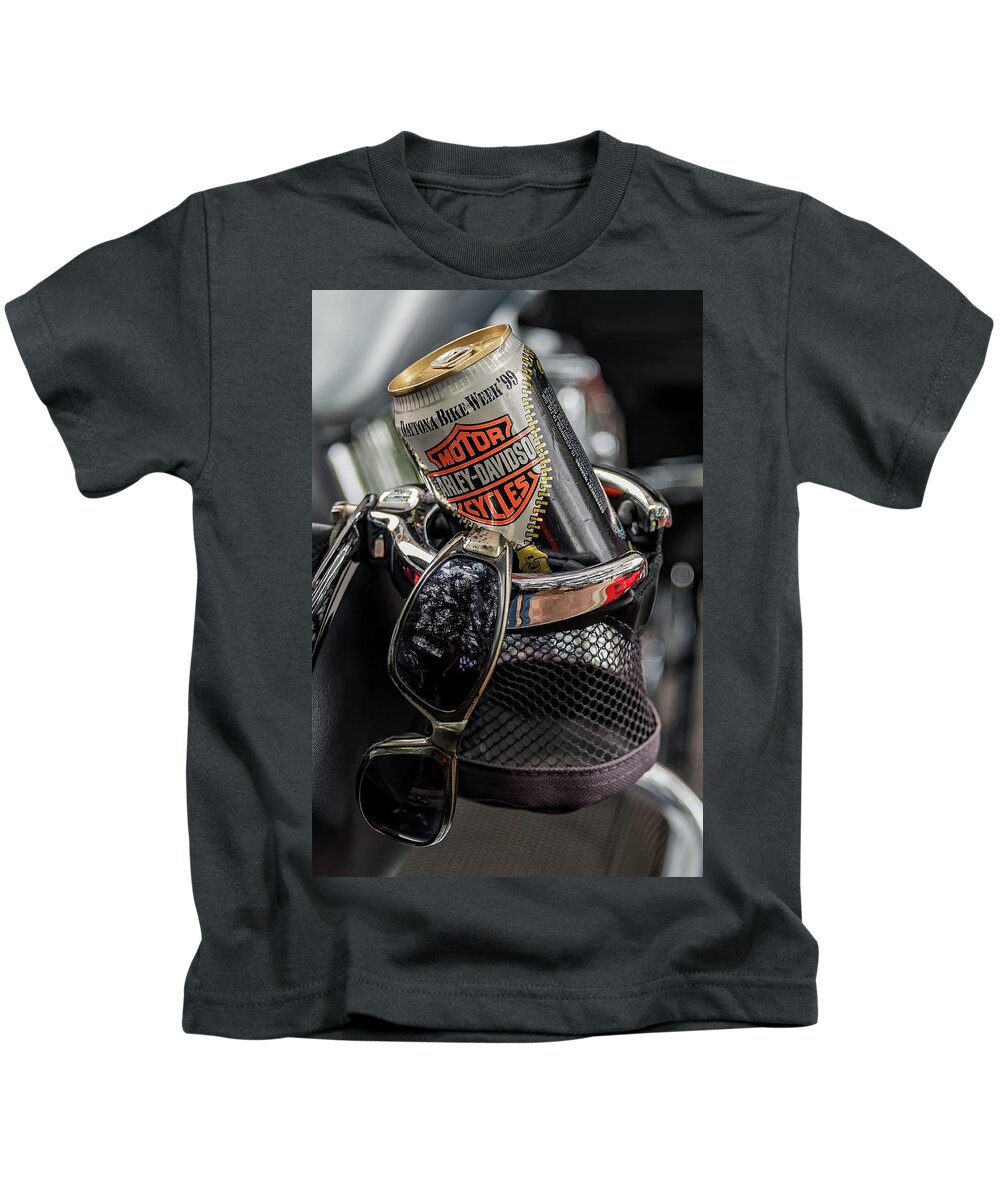 Motorcycle Kids T-Shirt featuring the photograph The Party's Not Over Yet by John Kirkland