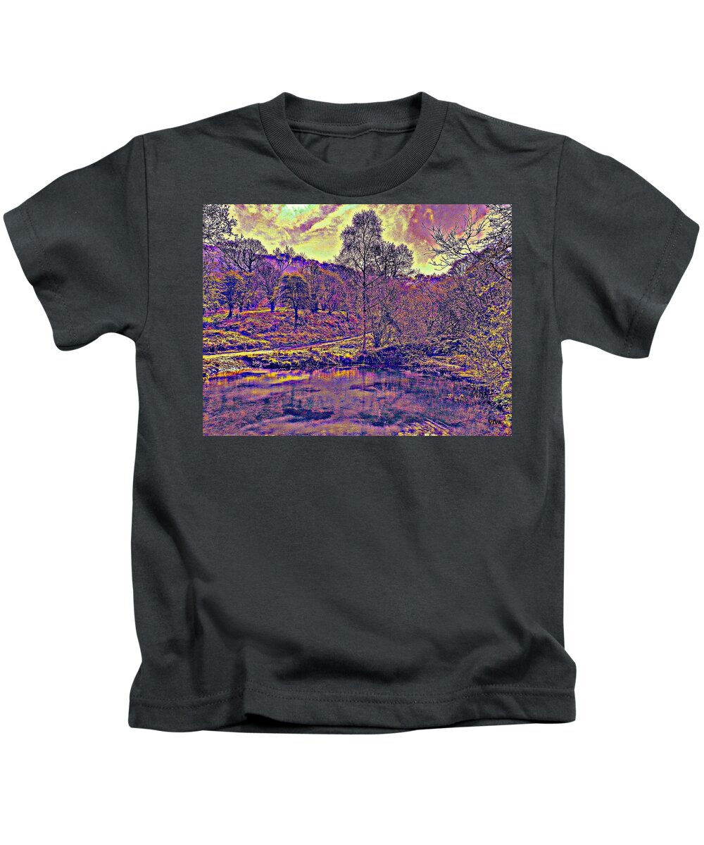 Twilight Kids T-Shirt featuring the photograph The Pond At Twilight by VIVA Anderson