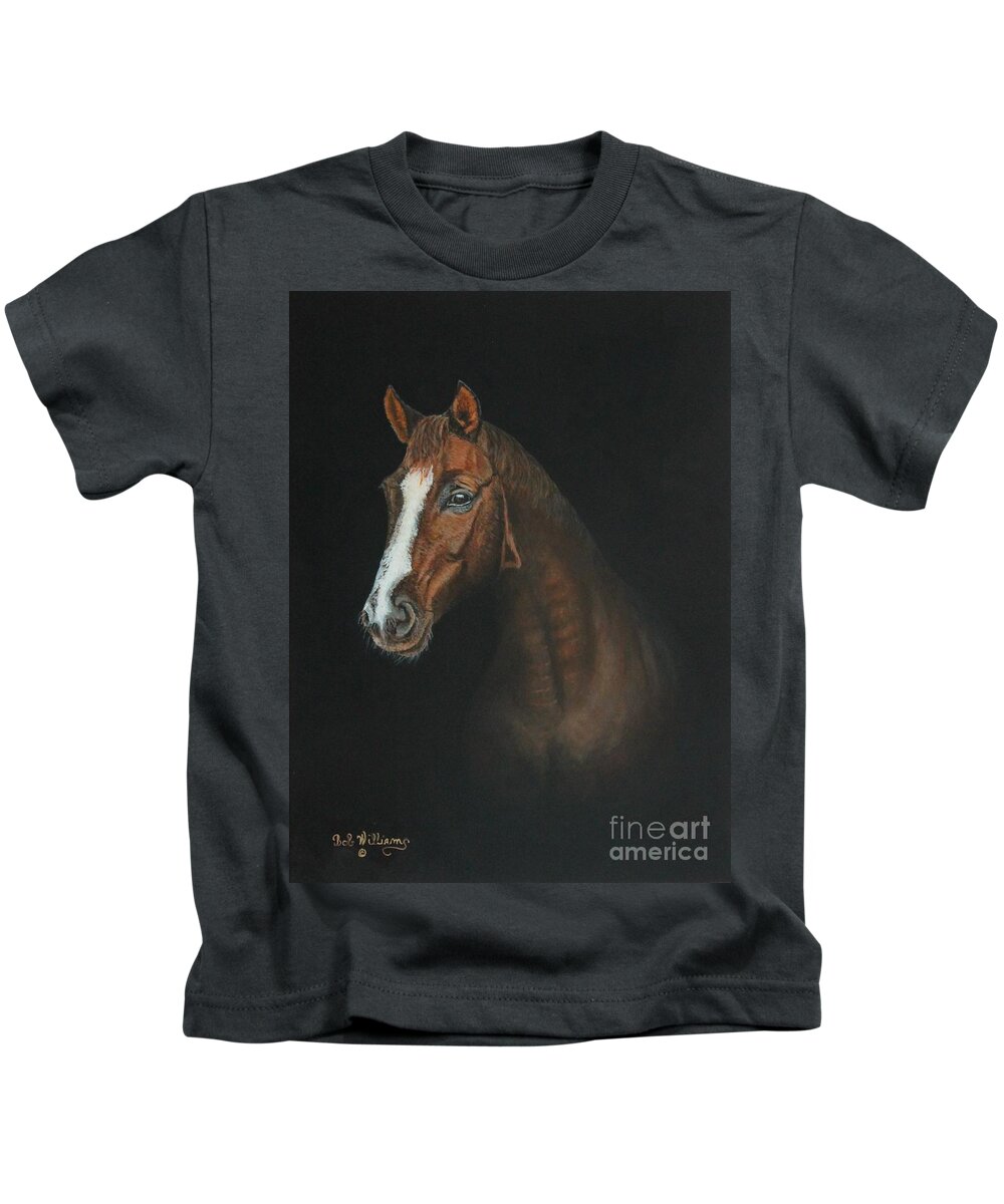 Horse Kids T-Shirt featuring the painting The Stallion by Bob Williams