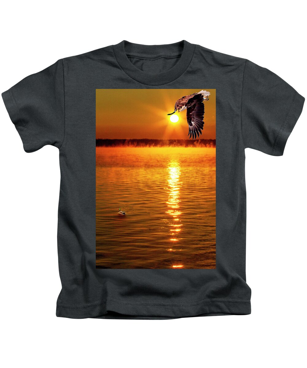 Eagle Kids T-Shirt featuring the photograph The Swoop by David Wagenblatt