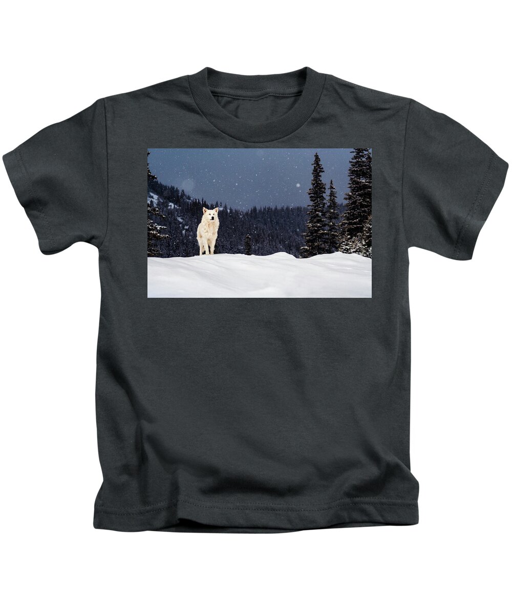 Animals Kids T-Shirt featuring the photograph The Wolf by Evgeni Dinev