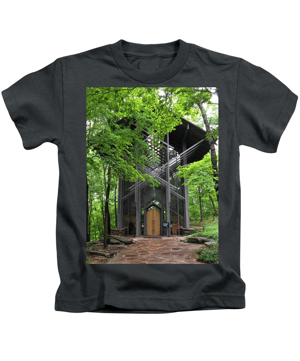 Chapel Kids T-Shirt featuring the photograph Thorncrown Chapel by Mary Anne Delgado