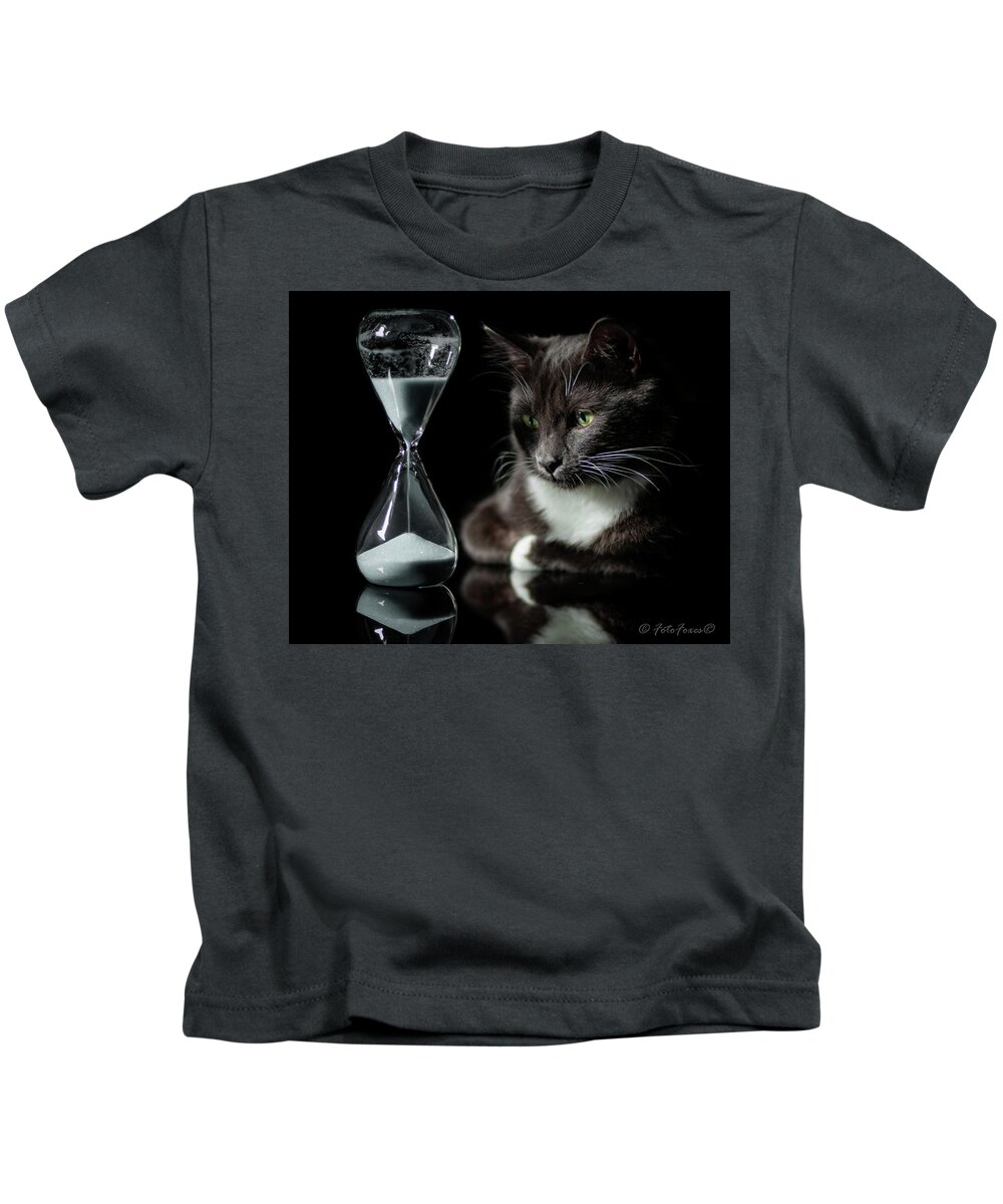 Cat Kids T-Shirt featuring the photograph Time Keeper by Alexander Fedin