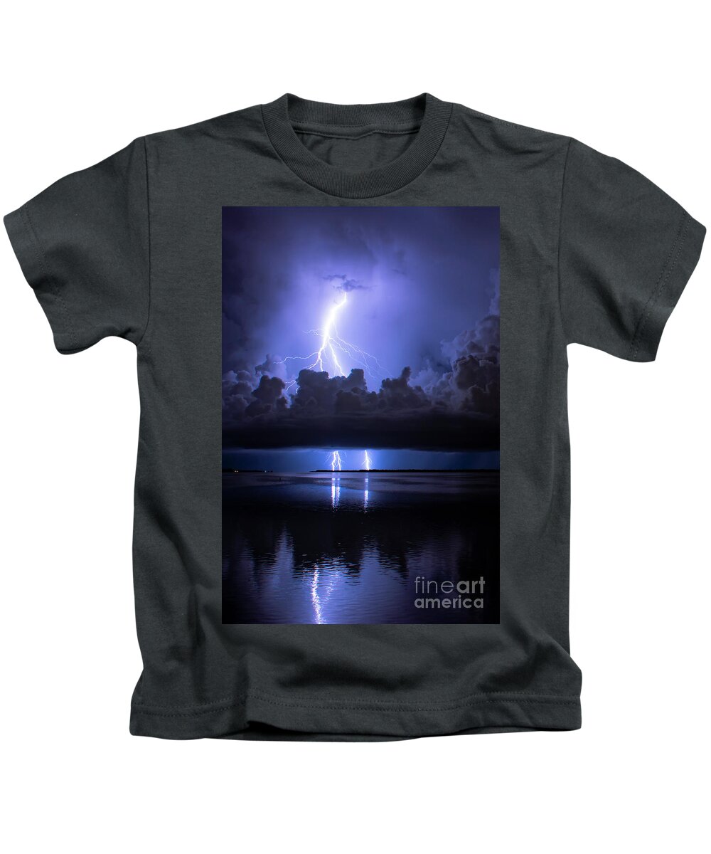 Lightning Kids T-Shirt featuring the photograph Electric Blue #1 by Quinn Sedam