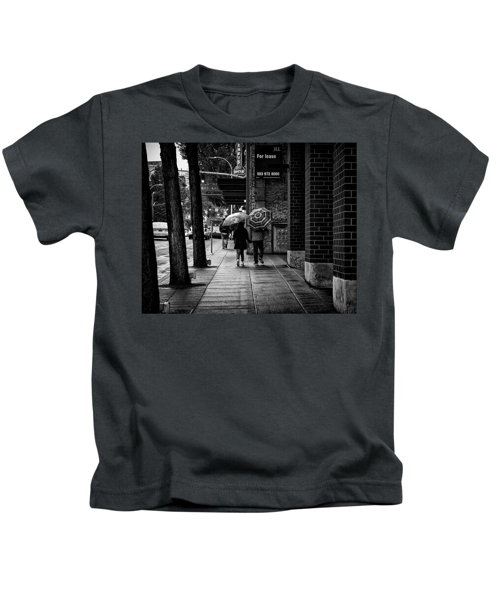 People Kids T-Shirt featuring the photograph Together Rain or Shine by Steven Clark