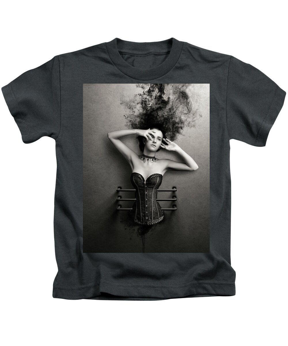 Woman Kids T-Shirt featuring the photograph Trapped by Johan Swanepoel