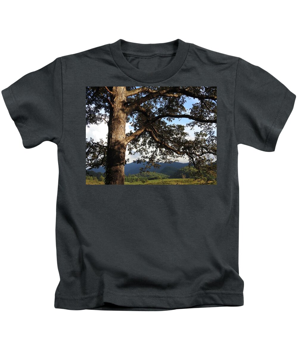 Tree Kids T-Shirt featuring the photograph Tree With a View by Kathy Ozzard Chism