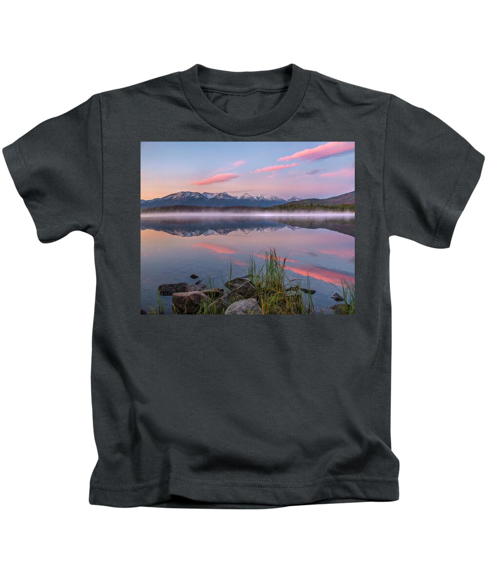 00575361 Kids T-Shirt featuring the photograph Trident Range From Pyramid Lake, Jasper by Tim Fitzharris