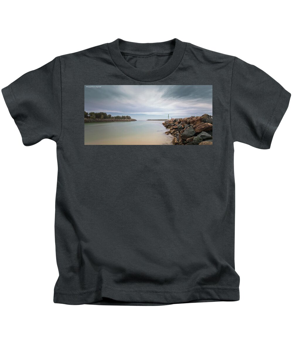 Tuncurry Rock Pool Kids T-Shirt featuring the digital art Tuncurry rock pool 372 by Kevin Chippindall