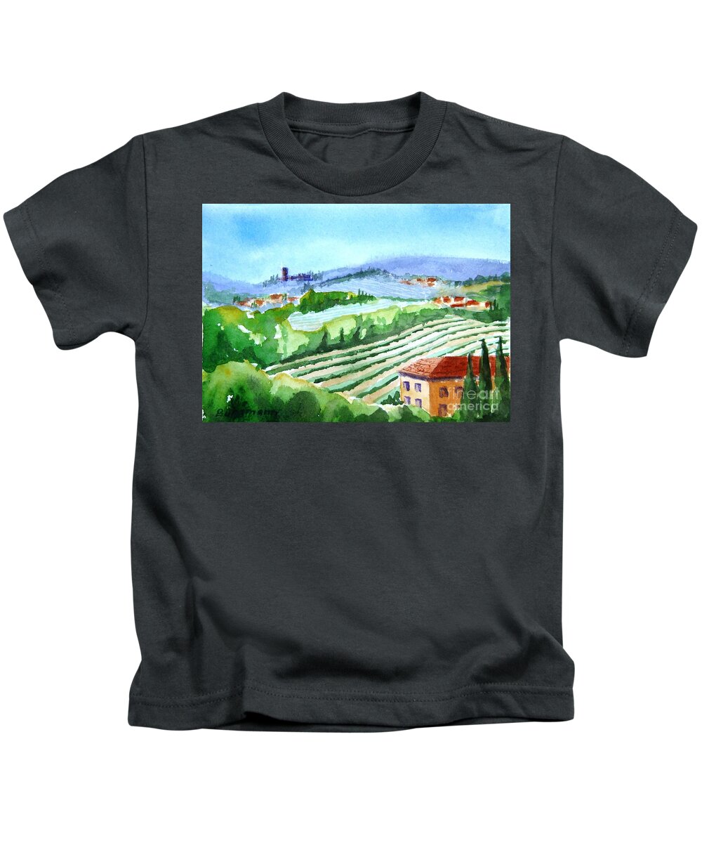 Italy Kids T-Shirt featuring the painting Tuscany IV by Petra Burgmann