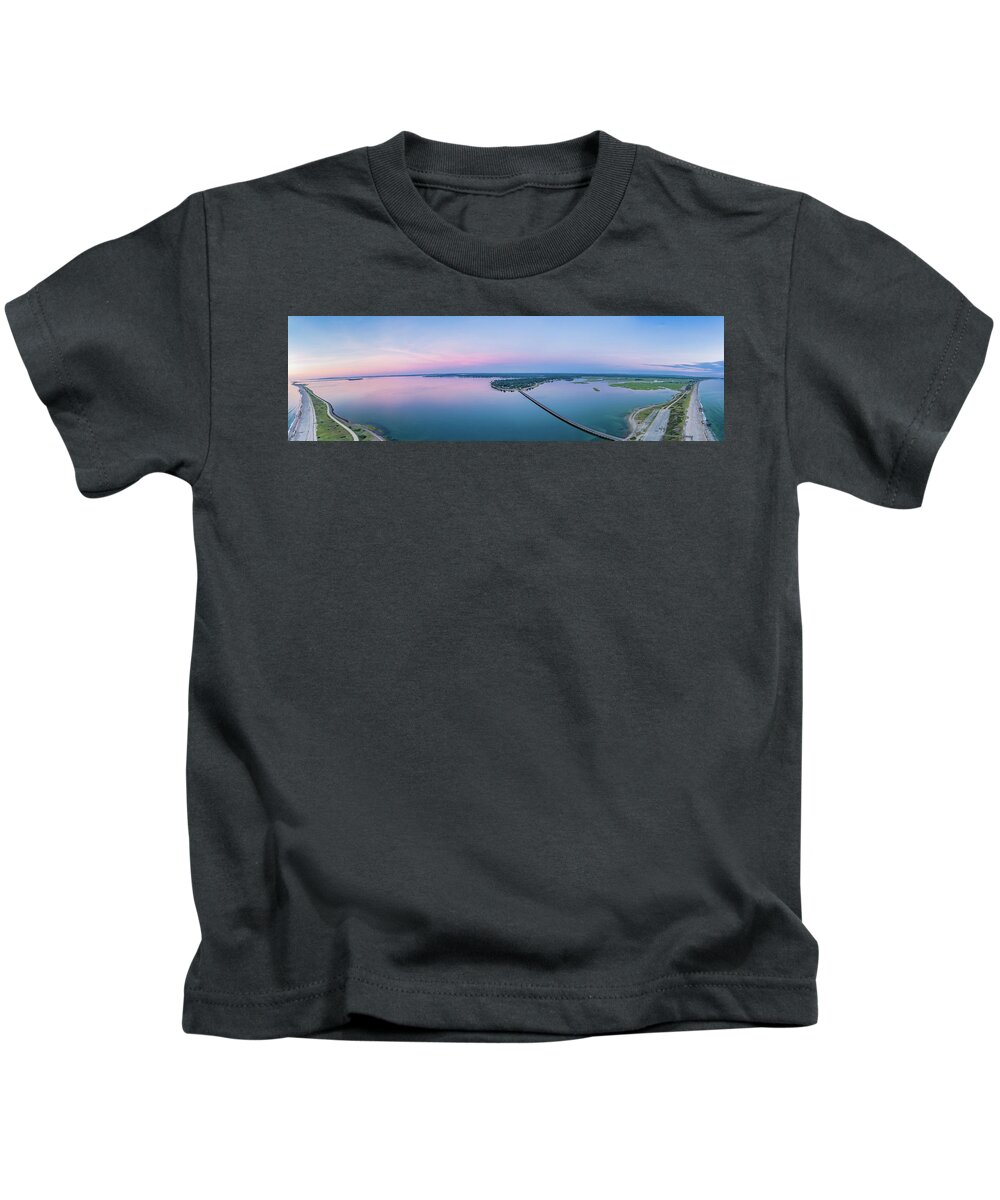 Panorama Kids T-Shirt featuring the photograph Twin Beaches by William Bretton