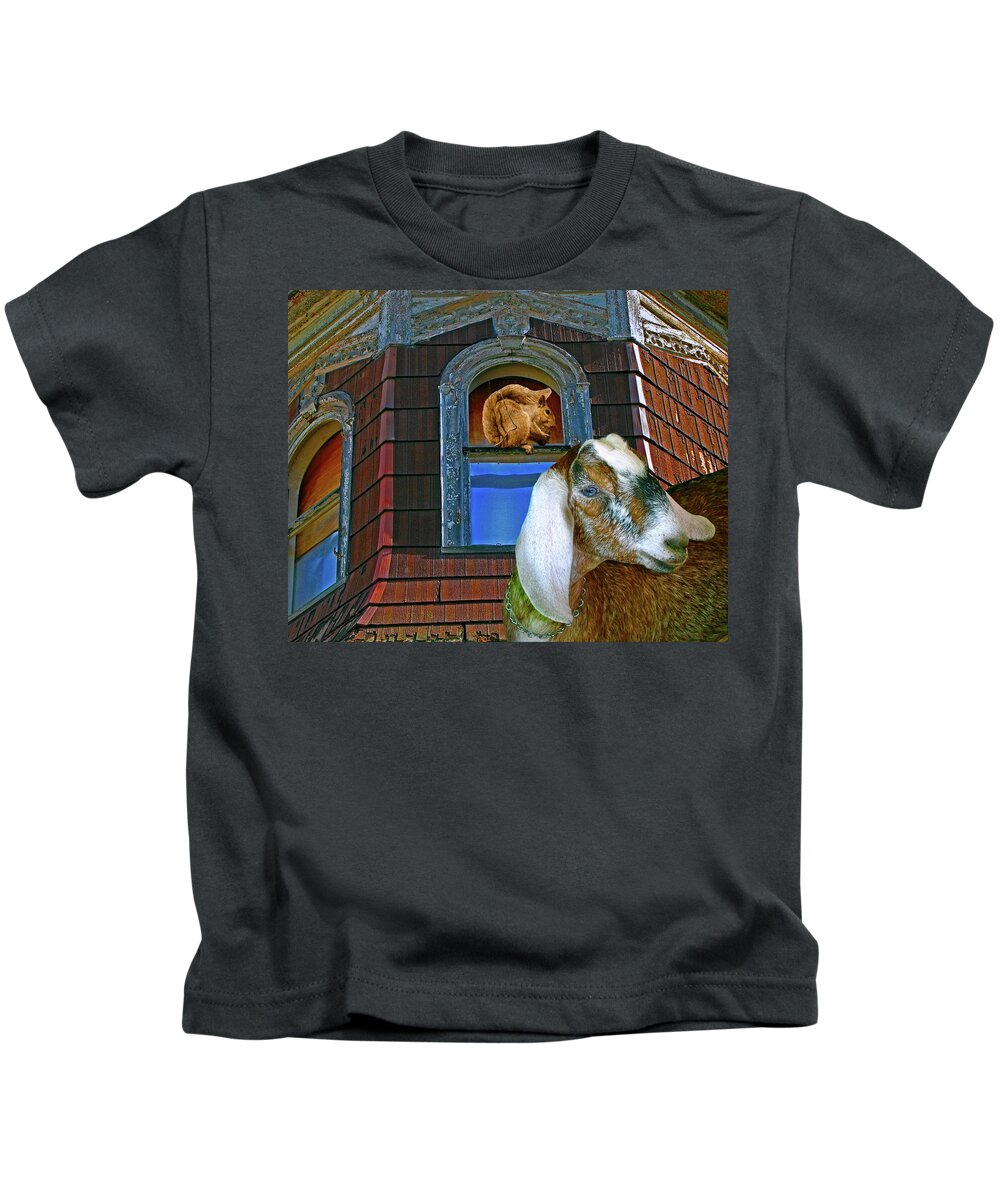 Goat Kids T-Shirt featuring the mixed media Victorian Friends 4 by Lynda Lehmann