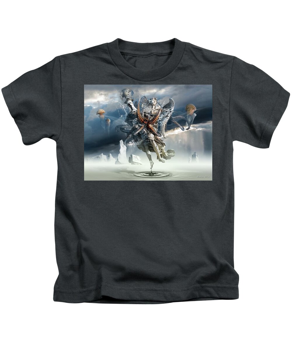 Imagination Kids T-Shirt featuring the digital art Walking on Water or Correlation of Dreams and Reality by George Grie