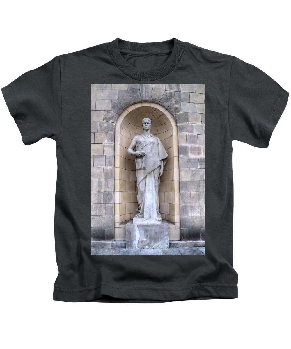 Warsaw Poland Kids T-Shirt featuring the mixed media Warsaw Statue by Smart Aviation