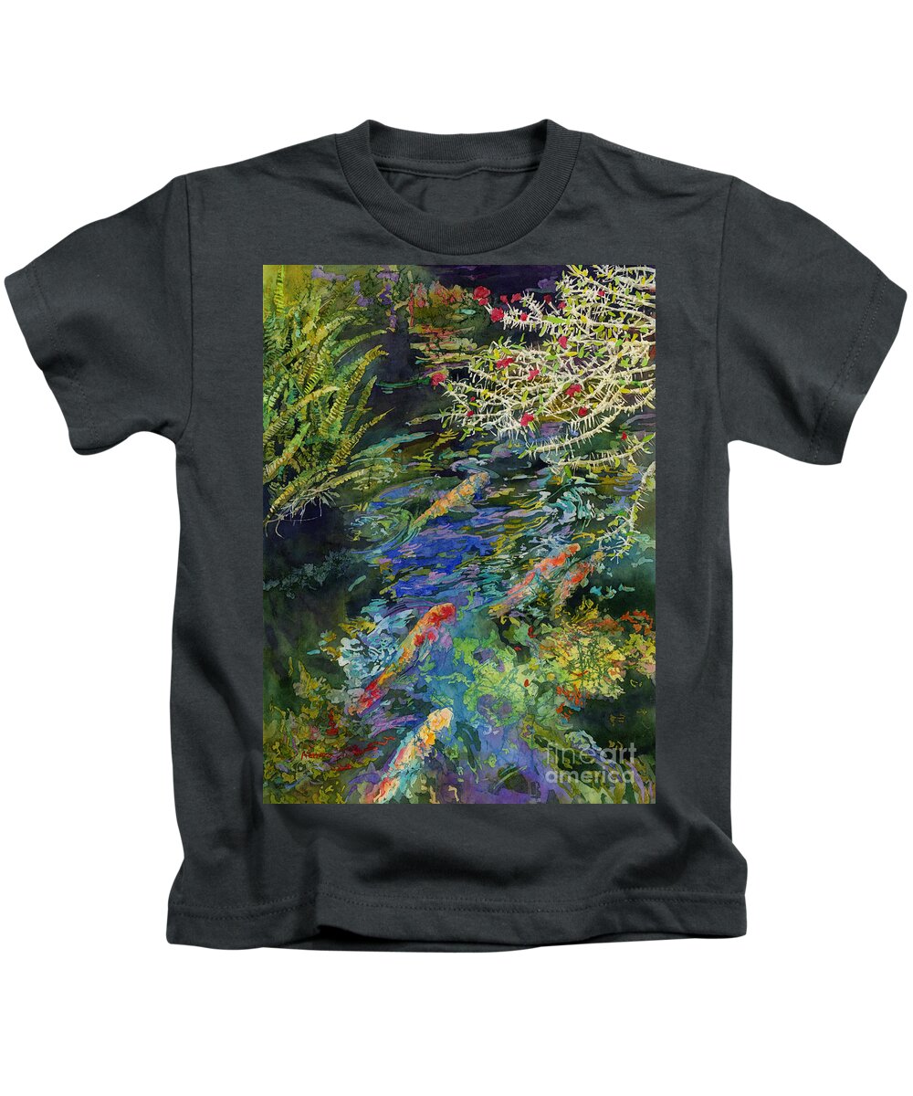Koi Kids T-Shirt featuring the painting Water Garden by Hailey E Herrera