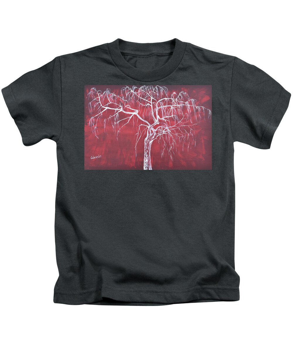 Red Kids T-Shirt featuring the painting Weeping Red by Gabrielle Munoz