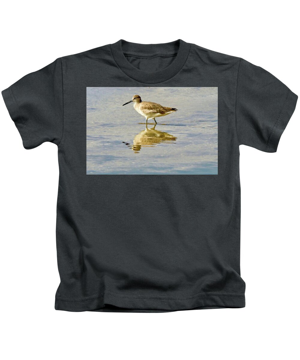 Brown Kids T-Shirt featuring the photograph Willet by Susan Rydberg