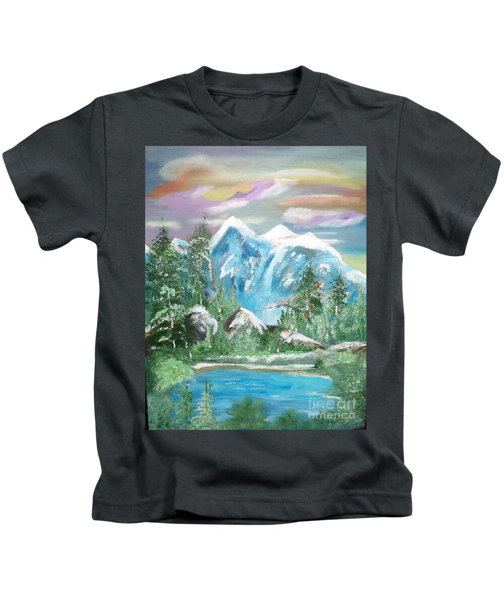 Water Kids T-Shirt featuring the painting Wizard Mountain # 159 by Donald Northup