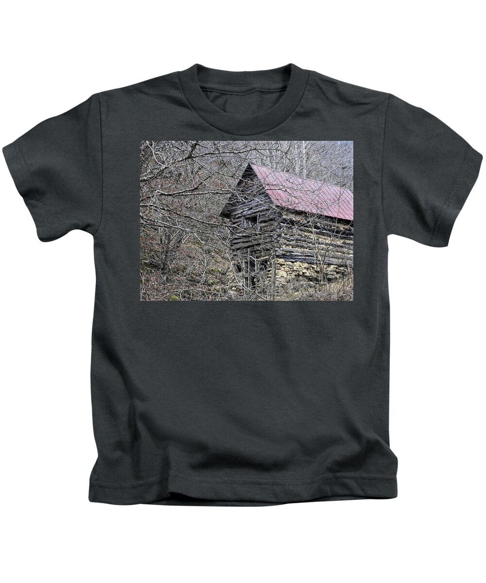 Stone Kids T-Shirt featuring the photograph Wood in the Woods by Kathy Ozzard Chism