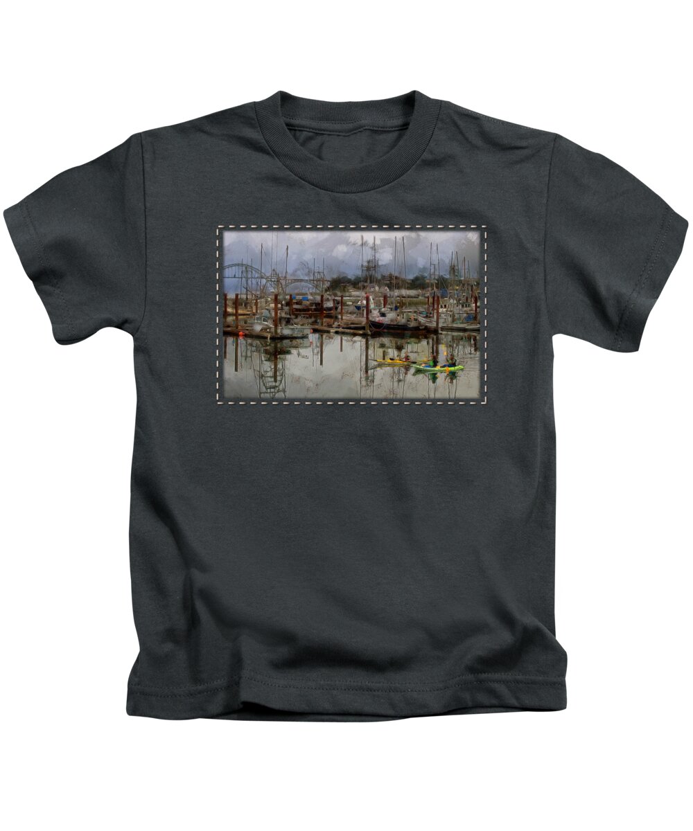 Newport Kids T-Shirt featuring the photograph Yaquina Bay Kayaking by Thom Zehrfeld