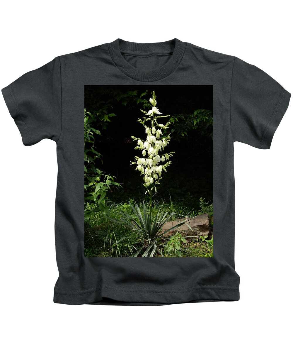 Yucca Kids T-Shirt featuring the photograph Yucca Blossoms by Nancy Ayanna Wyatt
