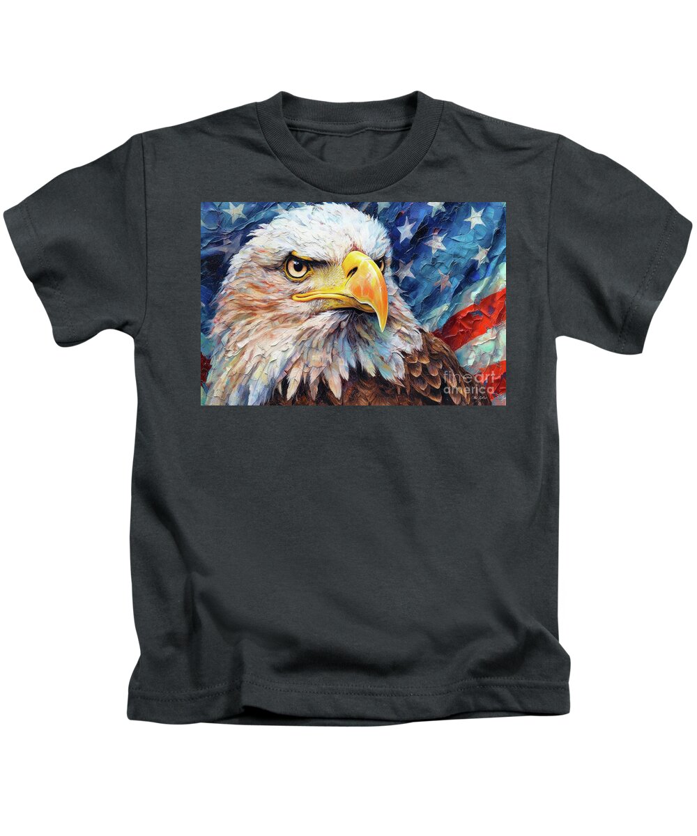 Eagle Kids T-Shirt featuring the painting American Bald Eagle by Tina LeCour