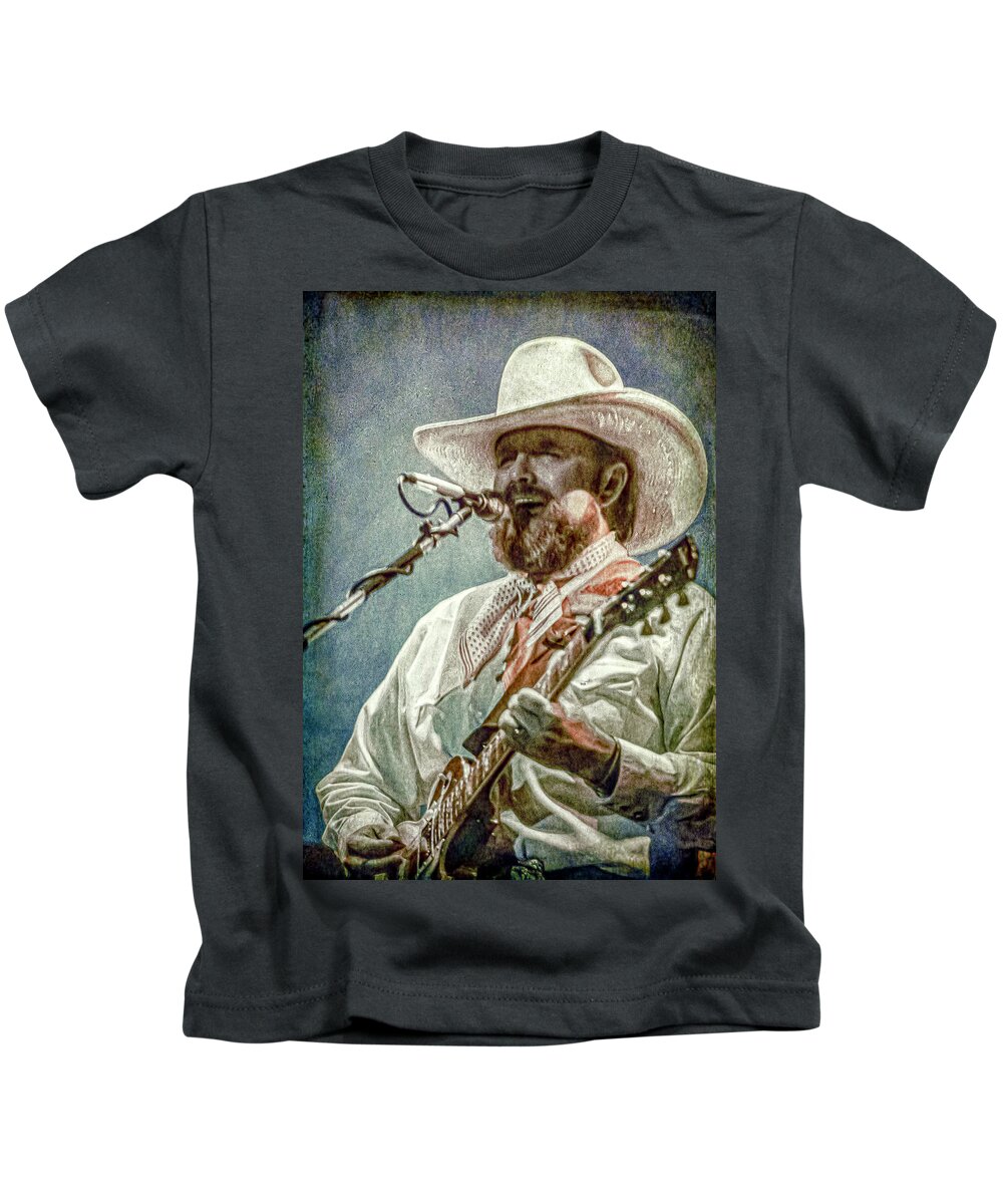 © 2020 Lou Novick All Rights Reversed Kids T-Shirt featuring the photograph Charlie Daniels #1 by Lou Novick