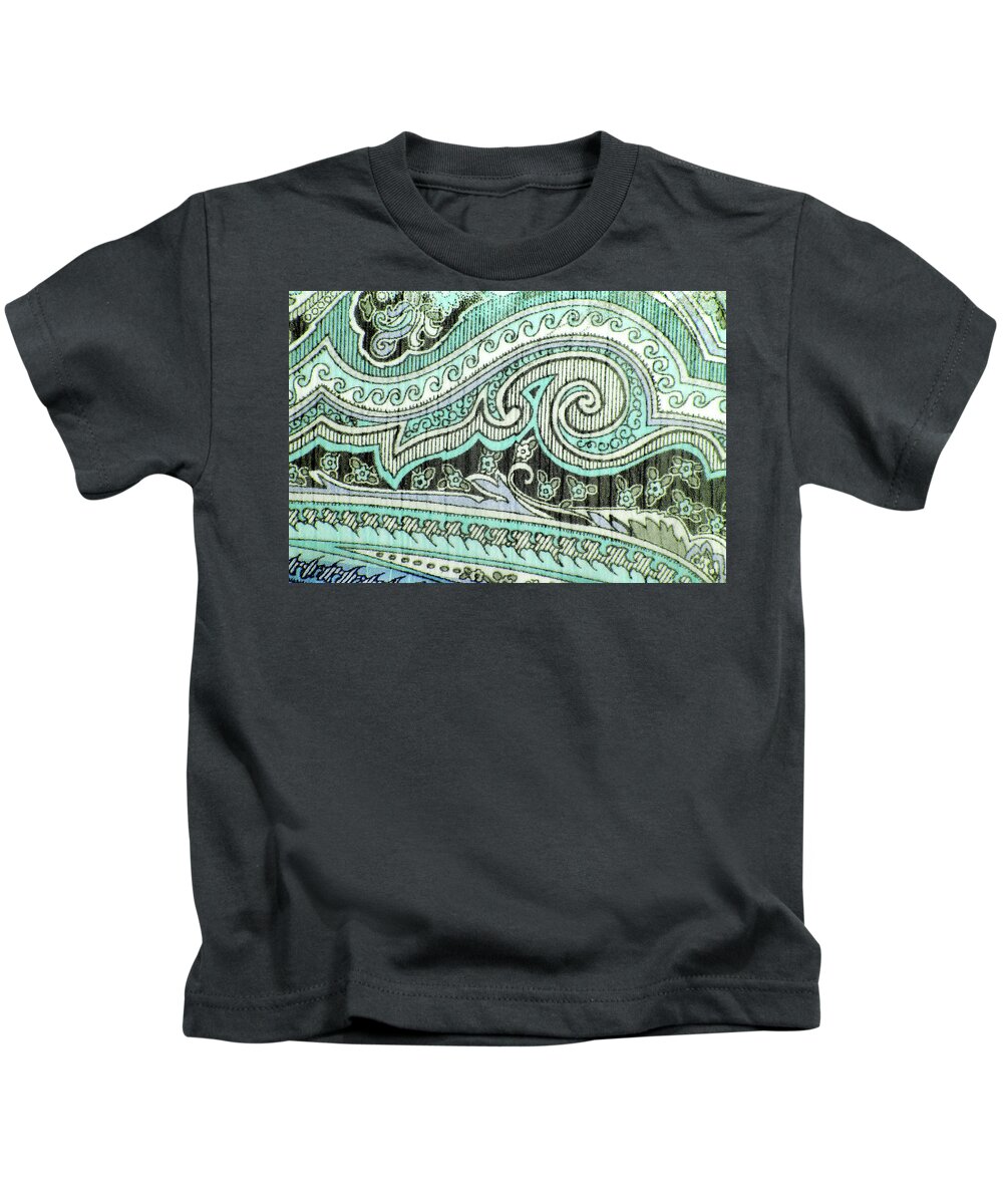 Abstract Kids T-Shirt featuring the photograph Closeup Of The Fabric Color Ornamental Texture #2 by Severija Kirilovaite