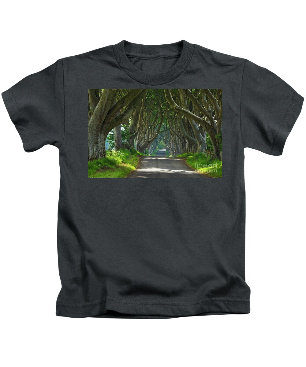 Dark Hedges Kids T-Shirt featuring the photograph Dark Hedges, County Antrim, Northern Ireland #2 by Neale And Judith Clark