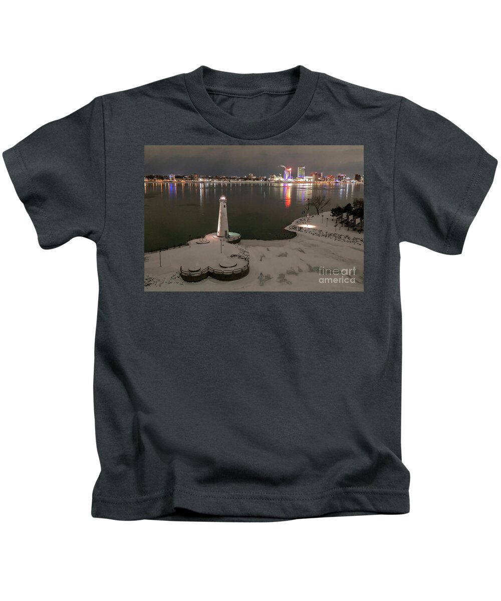 Detroit Kids T-Shirt featuring the photograph Detroit River Lighthouse #1 by Jim West