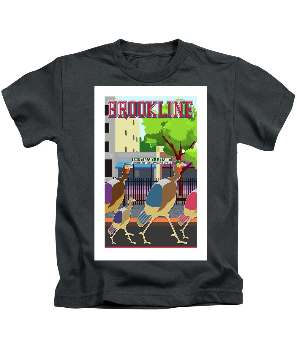Boston Kids T-Shirt featuring the digital art Game Day #1 by Caroline Barnes
