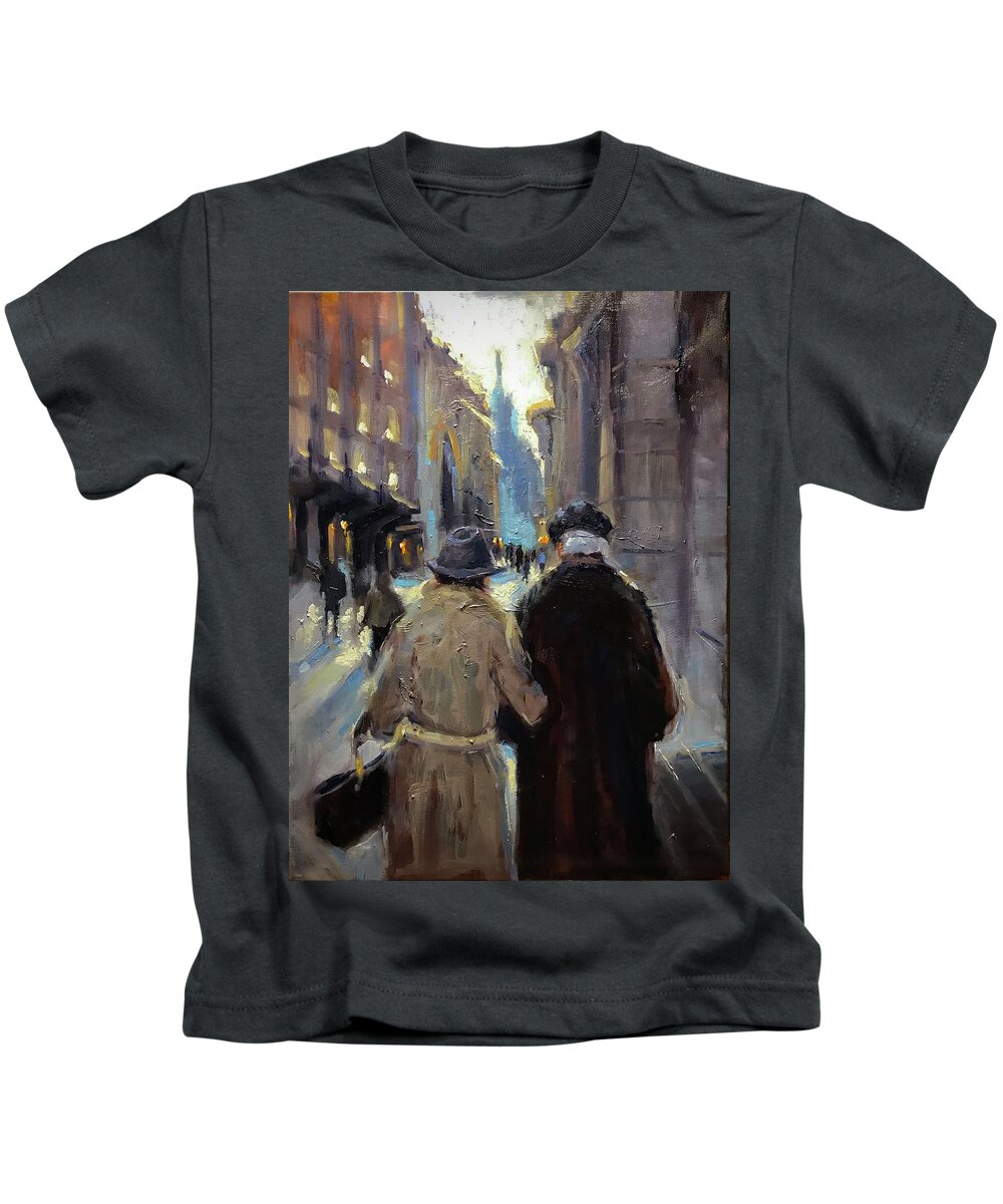 Couple Kids T-Shirt featuring the painting Growing Old Together by Ashlee Trcka