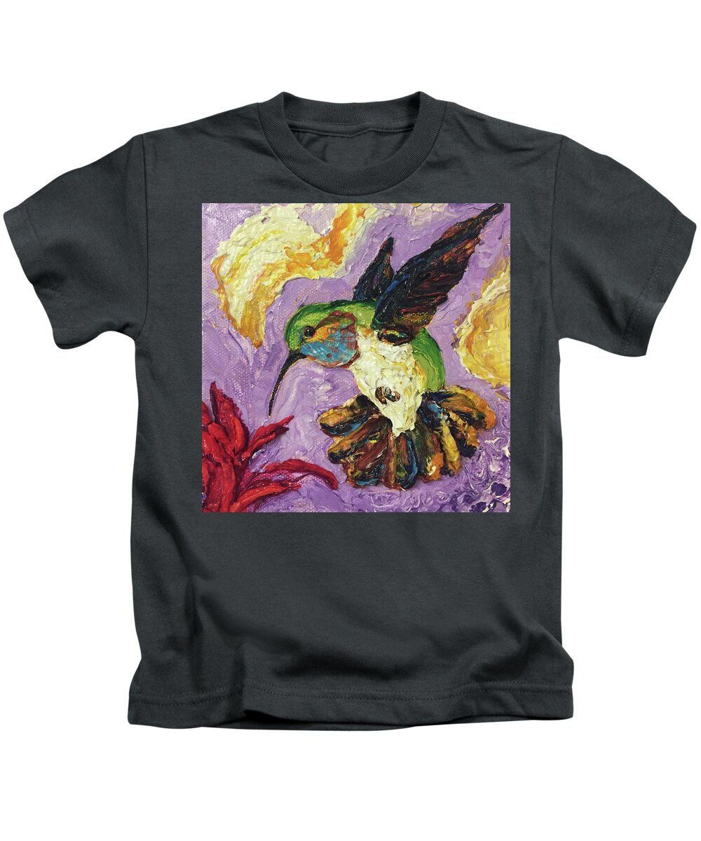 Hummingbird Kids T-Shirt featuring the painting Hummingbird #2 by Paris Wyatt Llanso