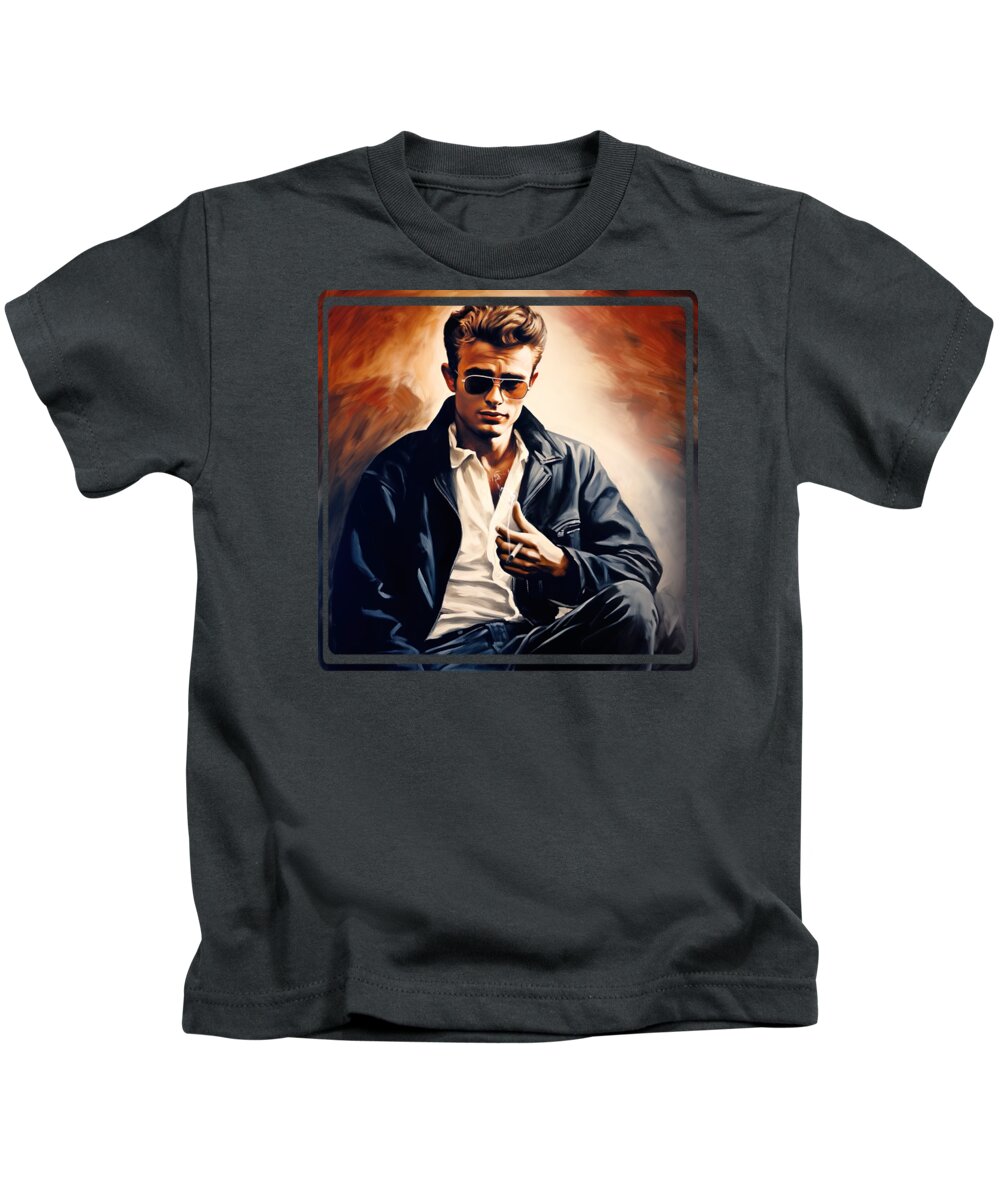 James Dean Kids T-Shirt featuring the painting James Dean 5 #2 by Mark Ashkenazi