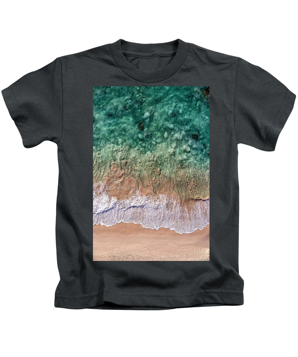 Kona Kids T-Shirt featuring the photograph Makalawena Beach and Surf by Christopher Johnson