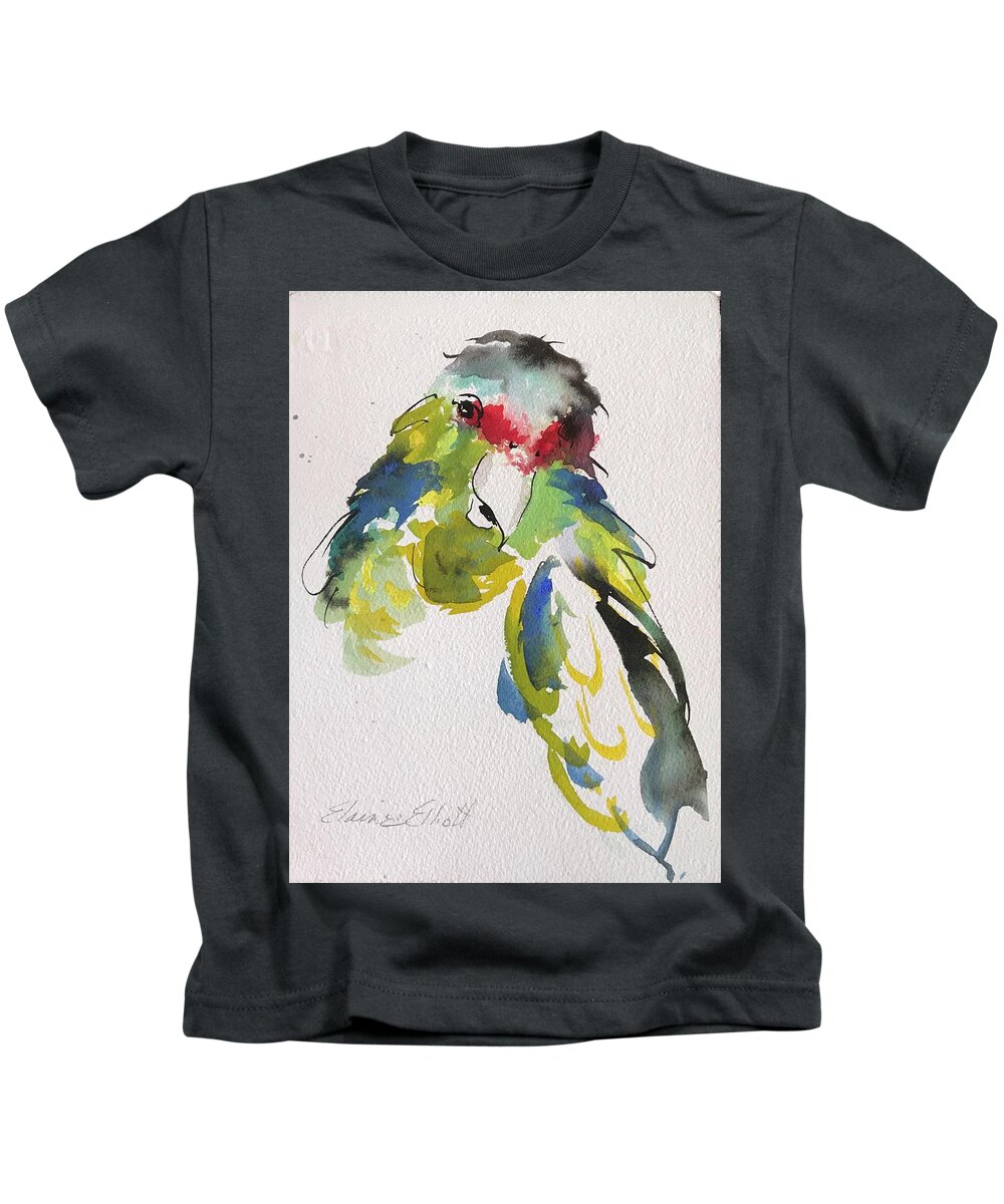 Tropical Birds Kids T-Shirt featuring the painting Parrot Portrait #1 by Elaine Elliott