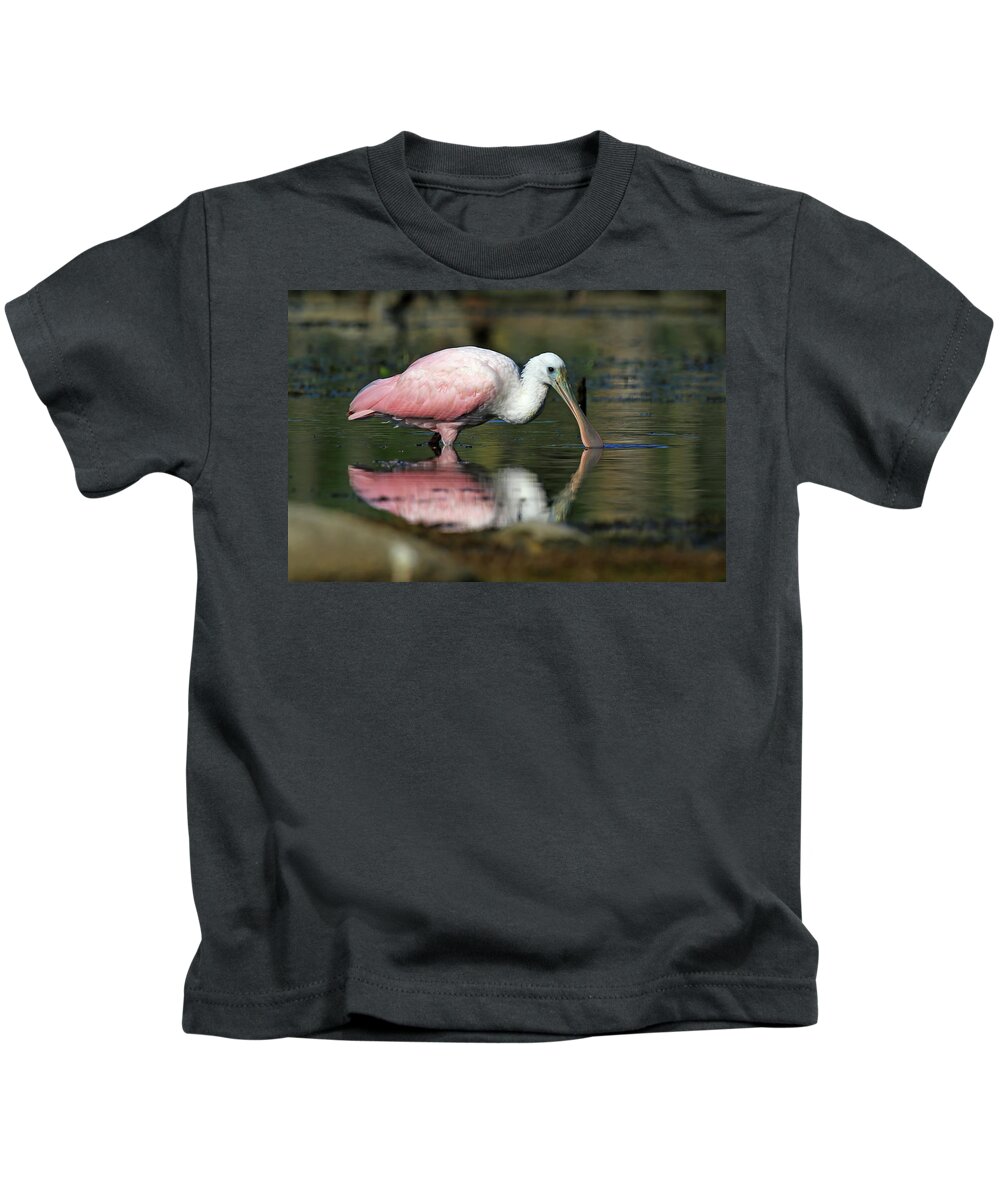 Roseate Spoonbill Kids T-Shirt featuring the photograph Roseate Spoonbill #1 by Shixing Wen